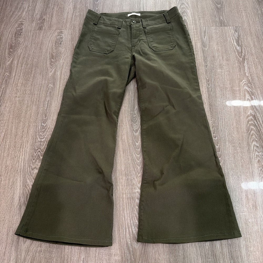 New Levi's Superlow Flare Jeans Women's 33x26 Green Patch Pocket Mid Rise Retro